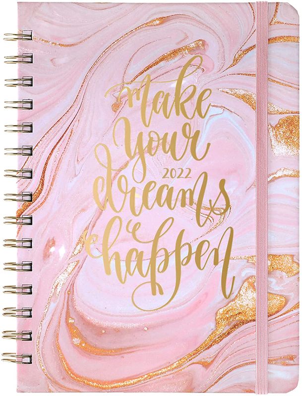 Photo 1 of 2022 Planner - 2022 Weekly & Monthly Planner with Tabs, 6.3" x 8.4", Jan. 2022 - Dec. 2022, Hardcover with Back Pocket + Thick Paper + Twin-Wire Binding - Pink Gilding
2 pack 