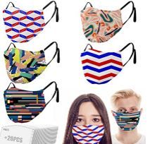 Photo 1 of 5PCS Cloth Face Covering with Adjustable Elastic Ear Loops,Reusable & Washable,Back to School Supplies
