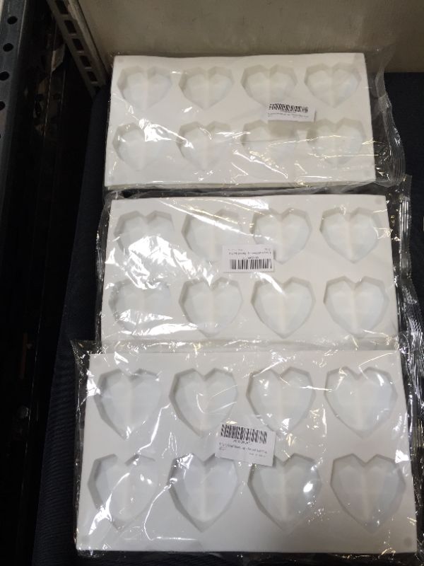 Photo 1 of 2PC Heart Silicone Molds 8-Cavity Geometric Heart Shaped Cake Mold for Baking Chocolate, Candy, Cake, Jelly, Mousse Making - Diamond Heart Mold
3 pack 