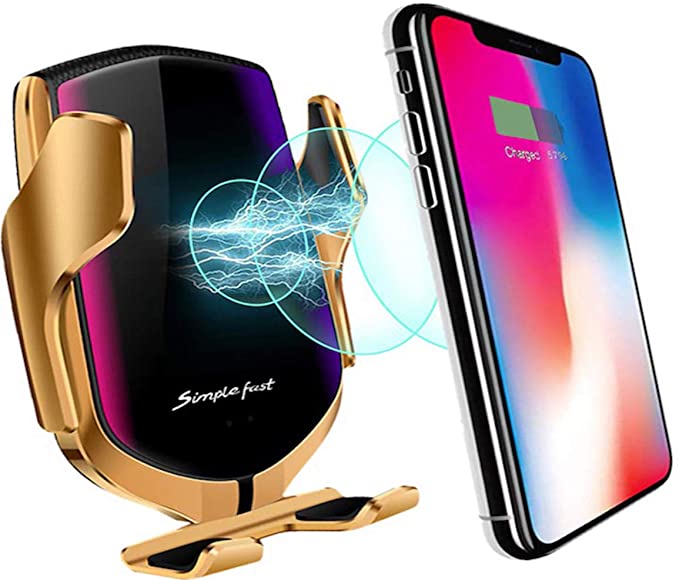 Photo 1 of 10W Wireless Car Charger Phone Mount, Universal Car Mount Phone Holder Universal Fast Charging Compatible with iPhone 12/11/Pro/Max/Xr/Xs/X/8/Plus, Samsung Galaxy S10/Note 10/S9/S8 and Else (Gold)
