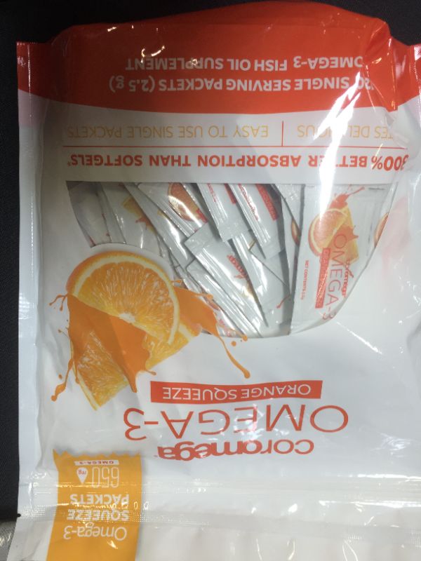 Photo 2 of Coromega Omega 3 Fish Oil Supplement, 650mg of Omega-3s with 3X Better Absorption Than Softgels, Orange Flavor, 120 Single Serve Squeeze Packets BB 8/24