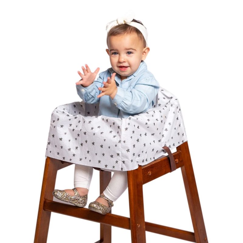 Photo 1 of J.L. Childress Healthy Habits by Disposable Restaurant High Chair Cover Individually Wrapped for Travel Convenience, Stars/Hearts/Arrows
