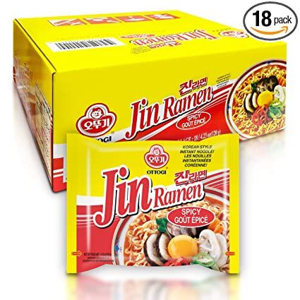 Photo 1 of [OTTOGI] Jin Ramen, Spicy Flavor - Korean Instant Ramen Noodle, Best Tasting Soup Traditional Instant Ramen (120g) -18 Pack - EXP MARCH 08 2022