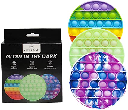 Photo 1 of  3 pcs in The Pack Push Pop Bubble Sensory Fidget Toy Glow in The Dark Pop On Its Stress Relief Toy Popits for Autism,ADD,ADHD, Educational Game Toy for Kids Adults Squeeze Poppet