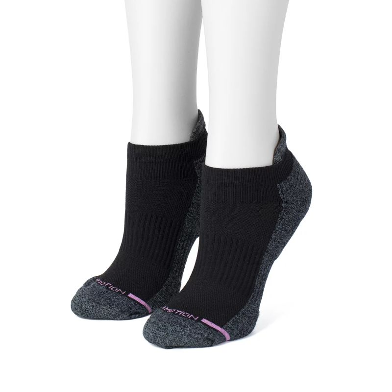 Photo 1 of Women's Dr. Motion 2-Pk. Compression Ankle Socks BLACK SIZE 9-11