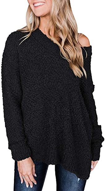Photo 2 of Geckatte Womens V Neck Fuzzy Knit Sweater Sherpa Fleece Oversized Long Sleeve Jumper Pullover Tops SIZE M