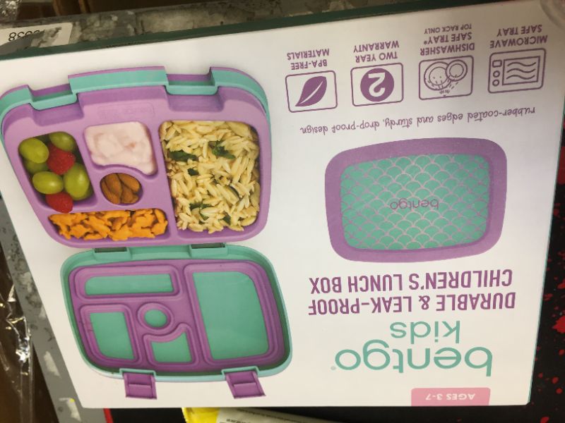 Photo 2 of Bentgo Kids Prints (Mermaid Scales) - Leak-Proof, 5-Compartment Bento-Style Kids Lunch Box – Ideal Portion Sizes for Ages 3 to 7 – BPA-Free and Food-Safe Materials