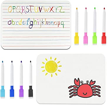 Photo 1 of 2pcs Dry Erase Ruled Lap Boards Double Sided Dry Erase Boards with 8 Color Mixed Erasable Pens for Students Teachers Classrooms Office Supplies, 21x30cm/8.3x11.8 inch