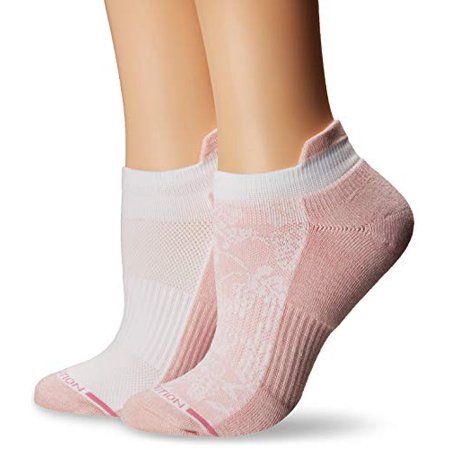 Photo 1 of Dr. Motion Women 2pk Compression Low Cut Socks Pale Salmon/white One Size - 2 PCK
