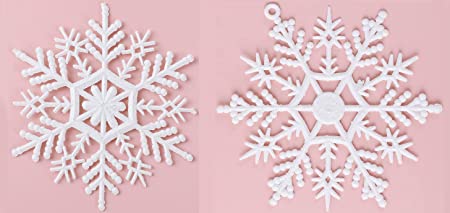 Photo 1 of 40pcs Plastic Christmas Glitter Snowflake, White Christmas Tree Decorations Xmas Winter Hanging Plastic Snow Flakes Ornaments for Wedding Holiday Party Home Decor 4 Inch - 2 PCK
