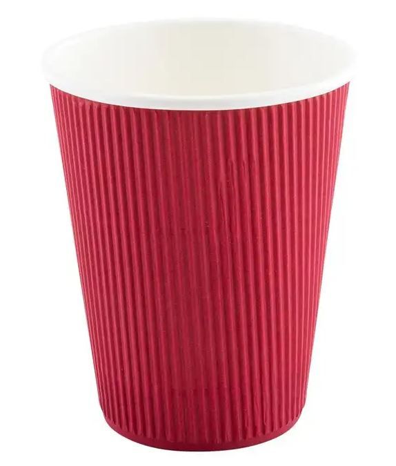 Photo 1 of 25-ct Disposable Red 12-oz Hot Beverage Cups With Ripple Wall Design