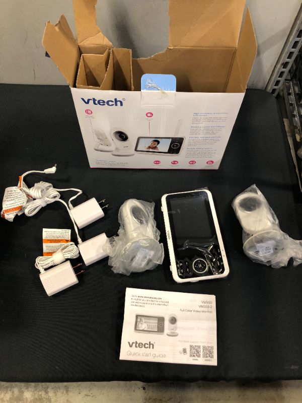 Photo 2 of [Newly Upgraded] VTech VM350-2 Video Monitor with Battery supports 12-hr Video-mode, 21-hr Audio-mode, 5" Screen, 2 Cameras, 1000ft Long Range, Bright Night Vision, 2-WayTalk, Auto-onScreen, Lullabies
