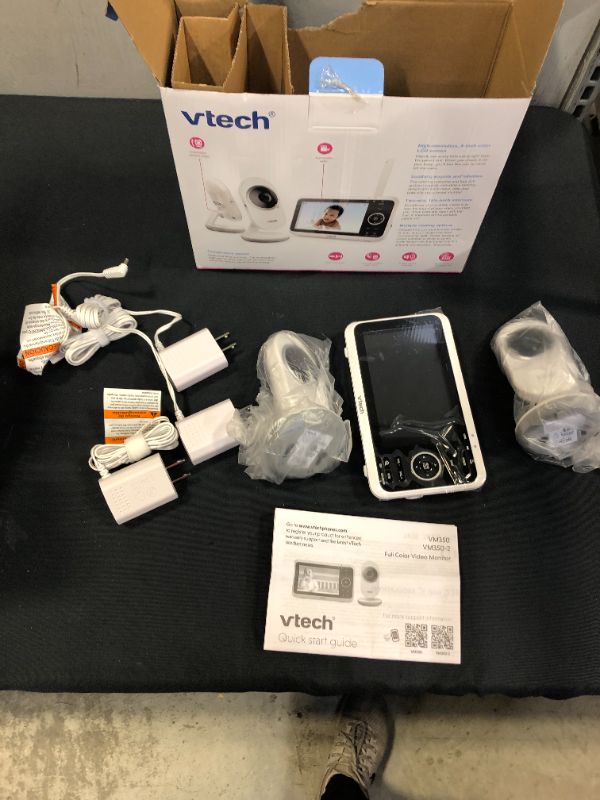 Photo 3 of [Newly Upgraded] VTech VM350-2 Video Monitor with Battery supports 12-hr Video-mode, 21-hr Audio-mode, 5" Screen, 2 Cameras, 1000ft Long Range, Bright Night Vision, 2-WayTalk, Auto-onScreen, Lullabies
