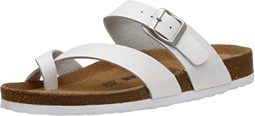 Photo 1 of CUSHIONAIRE Men's Luna-M Cork footbed Sandal with +Comfort White Napa, 9.5