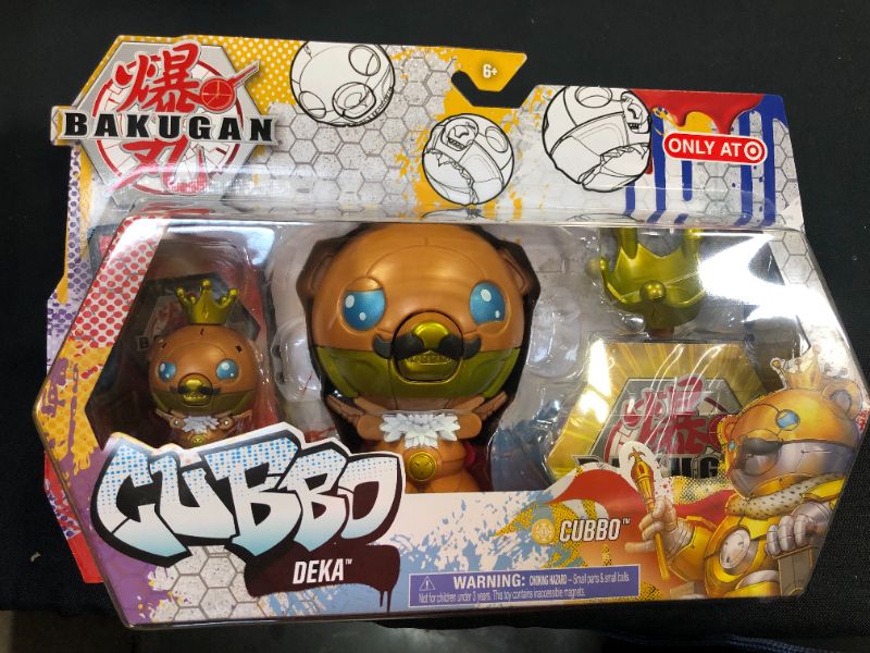 Photo 2 of Bakugan 2021 Gold King Cubbo Deka Pack Jumbo Collectible Transforming Figure with King Cubbo 2-inch Core Figure and Trading Cards

