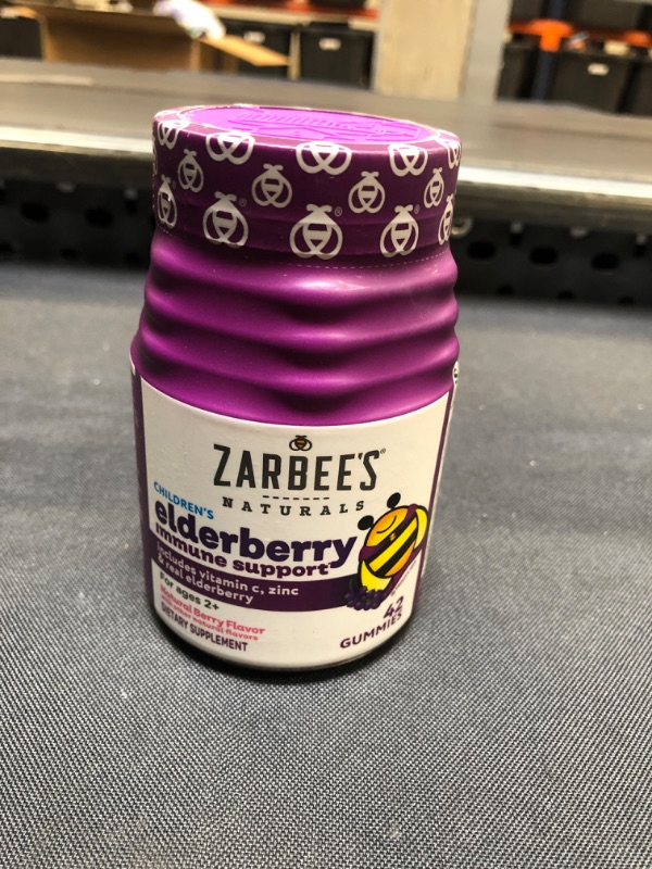 Photo 2 of Zarbee'S Elderberry Gummies For Kids, Immune Support With Vit C & Zinc, Daily Childrens Vitamins Gummy, Natural Berry Flavor, 42 Count Best By 07 2022

