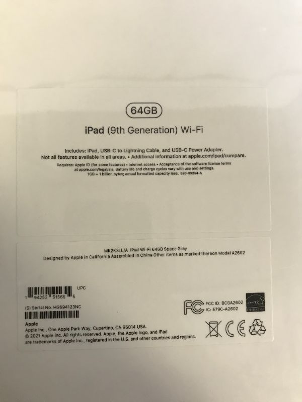 Photo 1 of 2021 Apple 10.2-inch iPad (Wi-Fi, 64GB) - Space Gray ( Factory Sealed ) 