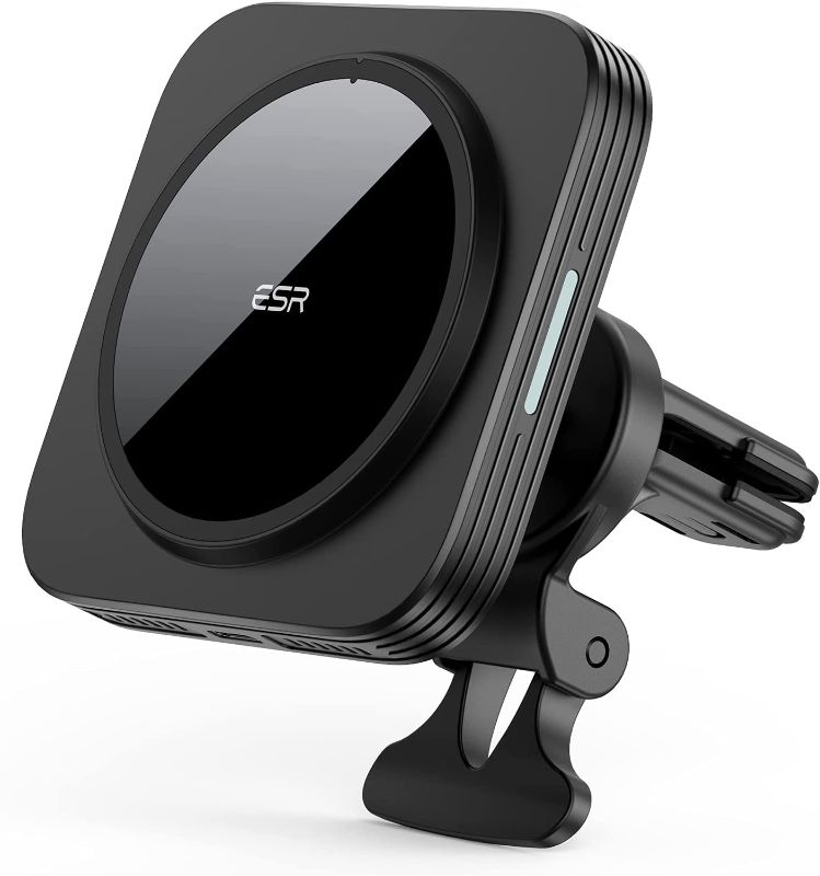Photo 1 of ESR HaloLock Magnetic Wireless Car Charger, Fast Charging, Compatible with MagSafe Car Charger, Air Vent Mount Compatible with iPhone 13/13 mini/13 Pro Max/12/12 Pro/12 mini/12 Pro Max, Black