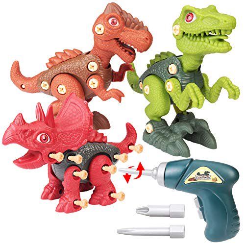 Photo 1 of naivtu Dinosaur Toys for 3 4 5 6 7+ Year Old Boys Girls, Take Apart Dinosaur Toys for Kids 3-5, 5-7, STEM Construction Dinosaur Toys with Electric Drill, Christmas Birthday Gifts Dinosaur Toys