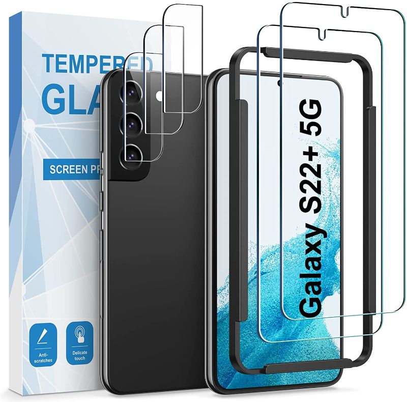 Photo 1 of SWIO [2+3 Pack] Samsung Galaxy S22 Plus Screen Protector 5G 6.6" Tempered Glass Screen Protector + Camera Lens Protector HD Cover Case with Install Frame Case Friendly, Anti-Scratch, No Bubble