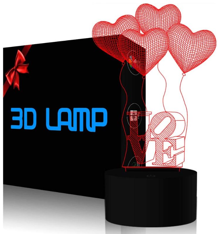 Photo 1 of Love Heart 3D Night Light Illusion Lamp YKLWORLD Touch 7 Color Changing Toy Bed Room Table Decor Birthday Mothers Day Gifts for Kids Baby Mother