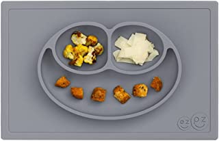 Photo 1 of ezpz Happy Mat (Gray) New Version - 100% Silicone Suction Plate with Built-in