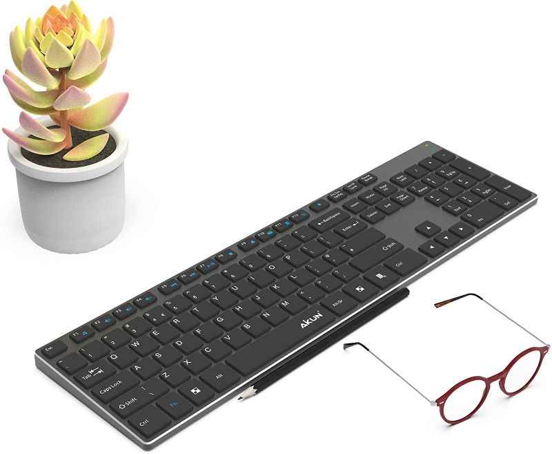 Photo 1 of AIKUN Rechargeable 2.4G Wireless Ultra Slim Keyboard-Full Size with 106 Quiet Keys,13 Shortcuts, Numeric Keypad,LED Indicators,and Auto Power Saving,Scissor Switch