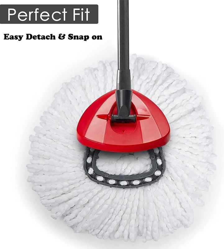 Photo 1 of 3 Pack Spin Mop Replacement Head with 1 Rotating Mop Base, EasyWring Mop Refills Compatible with Triangle Spin Mop, 100% Microfiber, Deep Cleaning Machine Washable and Easy to Replace
