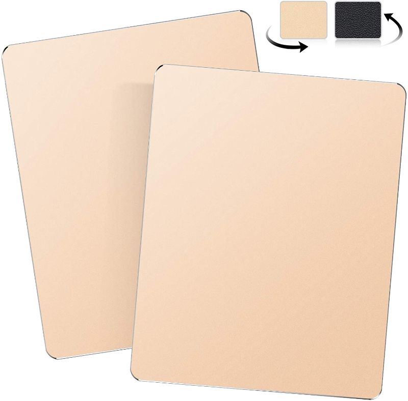 Photo 1 of JEDIA Mouse Pad Gaming Computer 2 Packs,Hard Metal Aluminum and Leather Mouse Pads,Smooth Double Side Mouse Mat Waterproof Fast Mousepad for Wireless Mouse for Office & Home,Gold Medium 9.4"×7.9"