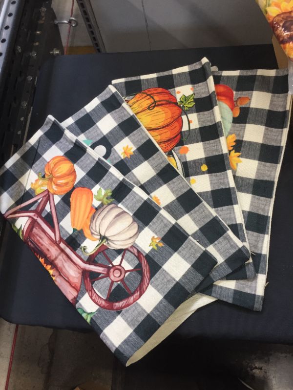 Photo 1 of Thanksgiving Pillow Covers 18x18 Set of 4, Fall Outdoor Pillows Decorative Throw Pillows Sunflower Harvest Pumpkin Thanksgiving Holiday Pillow Covers Cases Sofa Decorations for Home