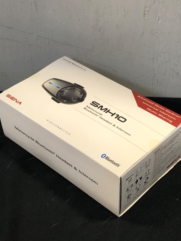 Photo 2 of Sena SMH10-11 Motorcycle Bluetooth Headset / Intercom with Universal Microphone Kit (Single) , Black BRAND NEW FACTORY SEALED
