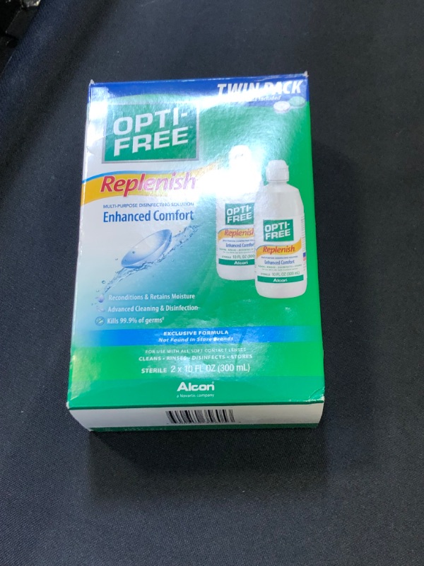 Photo 2 of Opti-Free Replenish Multi-Purpose Disinfecting Solution with Lens Case, Twin Pack, 10-Fluid Ounces Each
