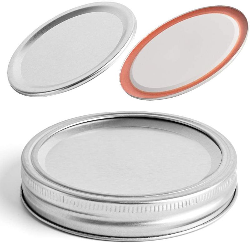 Photo 1 of 24 Pcs Canning Jar Lids and Bands for Regular Mouth Mason Jars Aluminum Lids Split-type Lids Leak Proof Secure Storage Caps Lids