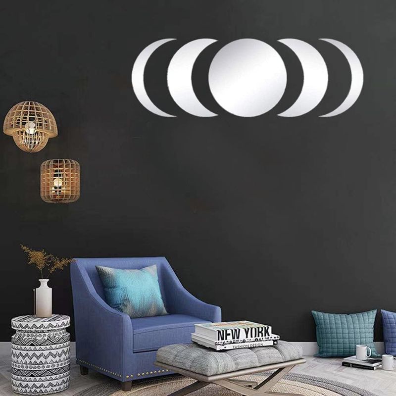 Photo 1 of 3D Moon Phase Wall Stickers Mirror Effect Stickers Flowers Wall Stickers Wall Decals Wall Decoration TV Background Decoration for Living Room Kids Room Doors Windows Bathroom