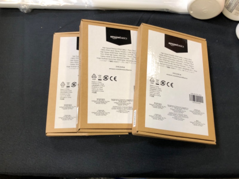 Photo 1 of Amazon Basics 10.2 Gbps High-Speed 4K HDMI Cable with Braided Cord, 3-Foot, Silver -- 3 Pack