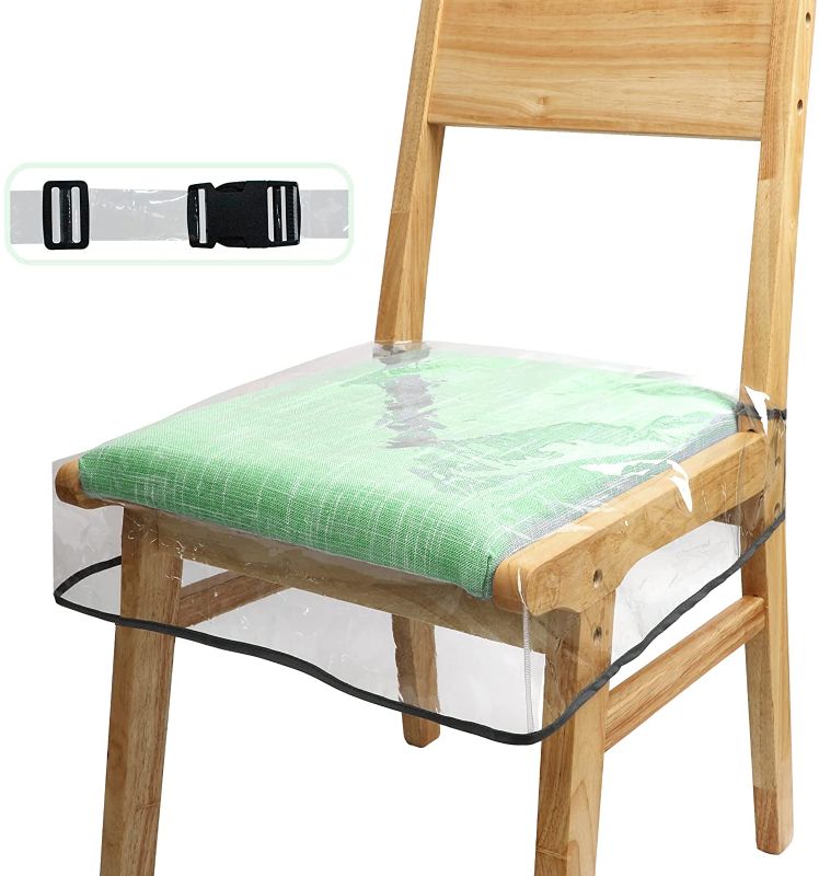 Photo 1 of AWOKE Waterproof Dinning Chair Covers Slipcovers, Stain Water and Kitty Scratch Resistant Chair Protector, PVC 17x17 inches with Adjustable Belt Strap Pack of 4
