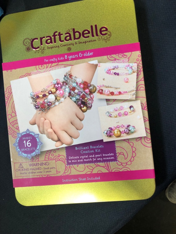 Photo 2 of Craftabelle – Brilliant Bracelets Creation Kit – Bracelet Making Kit – 492pc Jewelry Set with Crystal and Pearl Beads – Arts & Crafts for Kids Aged 8 Years + (CF2442Z) FACTORY SEALED 
