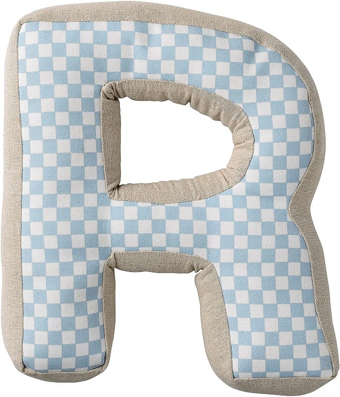 Photo 1 of Bloomingville Sky Blue Patterned Cotton R Pillow
