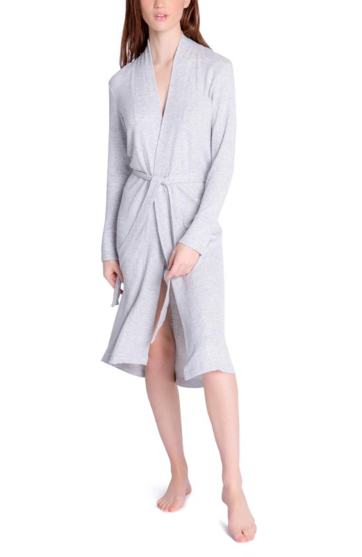 Photo 1 of Textured Lounge Solid Robe, Heather Grey Small
