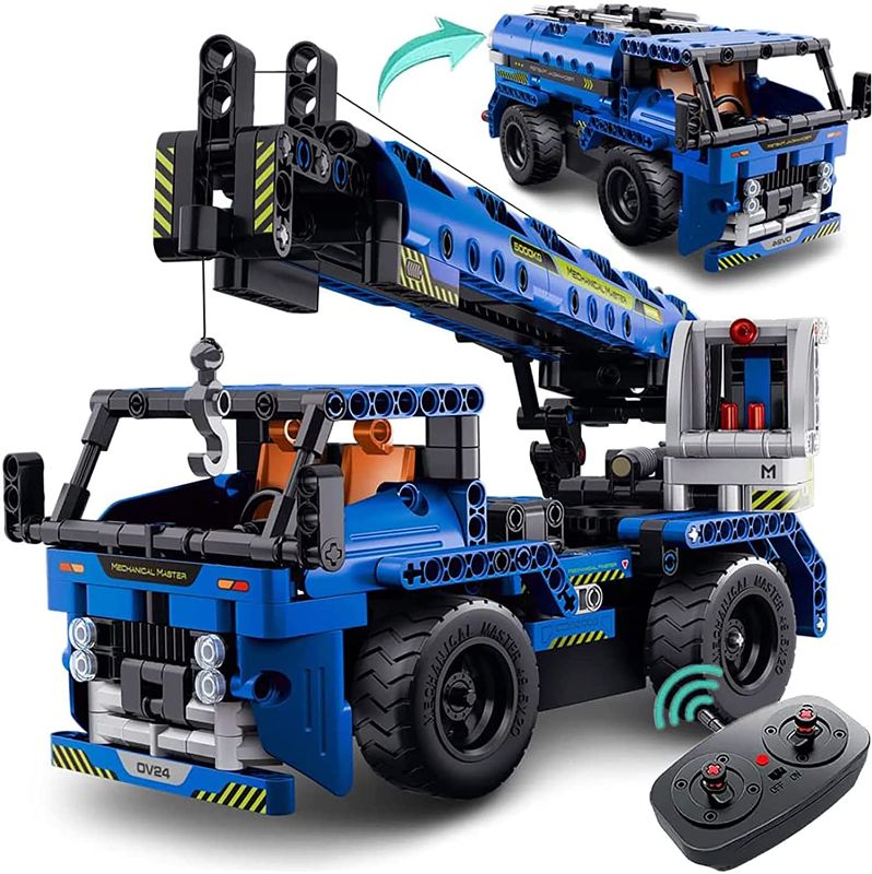 Photo 1 of STEM Construction Truck Toys, Crane Truck Building Set with Remote Control, Fun Educational, Engineering Toys for Kids, oldsst Birthday, Christmas Toys for Boys and Girls Ages 6 7 8 9 10-12 Years Old
