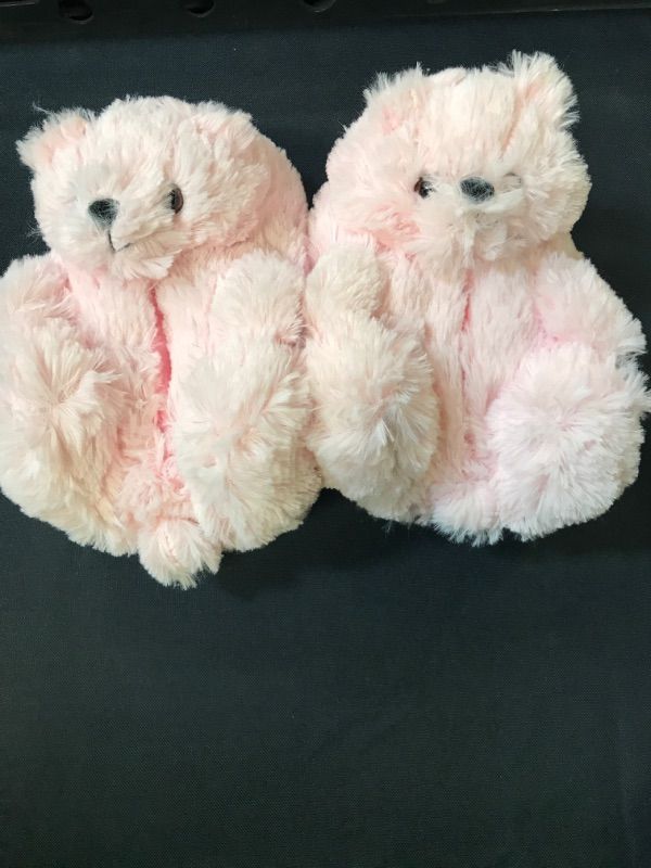 Photo 2 of Kids, Toddler, Teddy Bear Slipper Plush Bear Slippers, Indoor Slippers,  Light Pink- Toddler