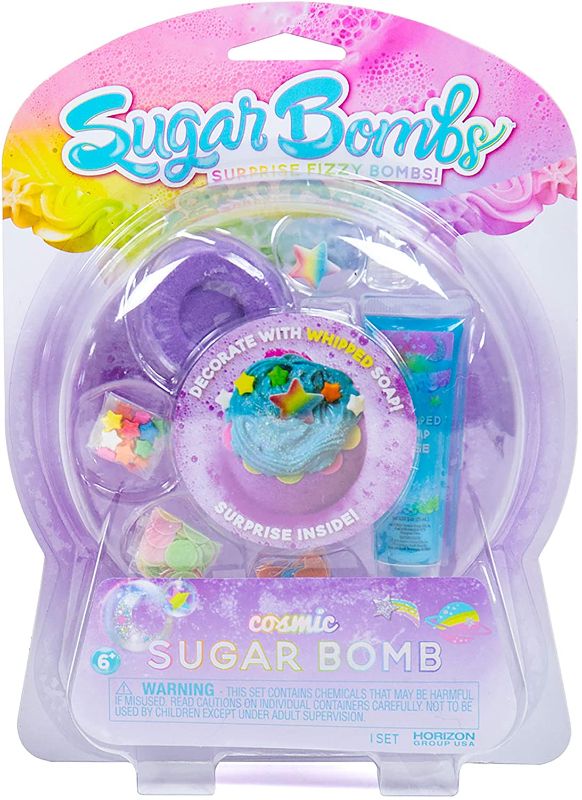 Photo 2 of (Bundle) Sugar Bombs by Horizon Group USA, Design & Decorate Your Own Galactic Themed Fizzing Bomb & Aquabeads Pastel Fairy Tale Set
