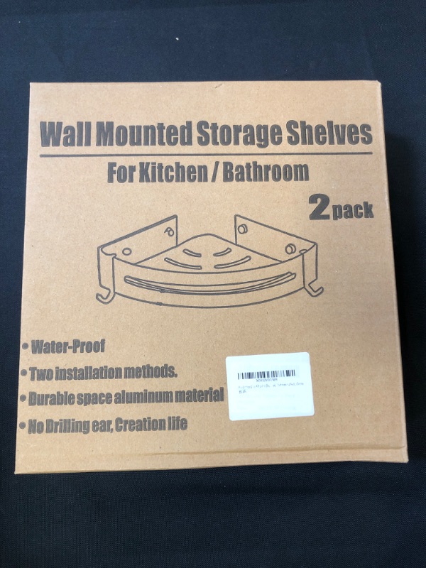 Photo 3 of  2 Pack Bathroom Corner Shelf, SUS 304 Stainless Steel Wall Mounted Shower Corner Caddy with Adhesive and Hooks, No Drilling, No Rust, 