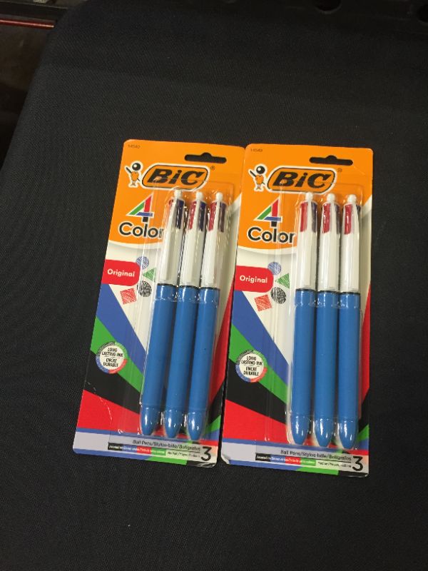 Photo 1 of BIC 4-Color Ball Pen, Medium Point (1.0mm), Assorted Ink, 3-Count
2 PACK 