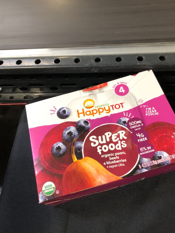 Photo 4 of (8 Pouches) Happy Tot Superfoods, Stage 4, Organic Toddler Food, Pears, Blueberries & Beets + Super Chia, 4.22 Oz
( 2 PACK (16 PCS TOTAL) EXP AUG 3 2022