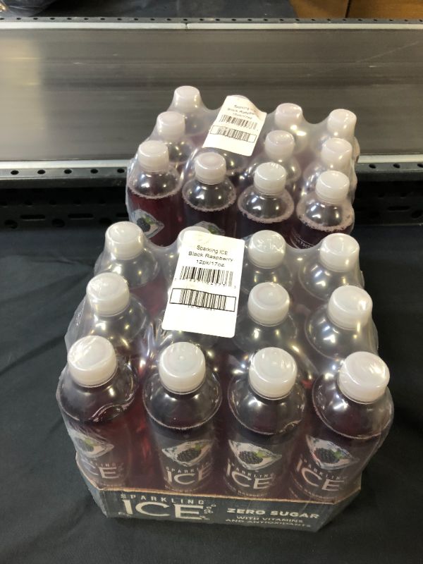Photo 2 of 2 PACK - Sparkling ICE, Black Raspberry Sparkling Water, Zero Sugar Flavored Water, with Vitamins and Antioxidants, Low Calorie Beverage, 17 fl oz Bottles (Pack of 12) - BB - 3 - 16 - 22 

