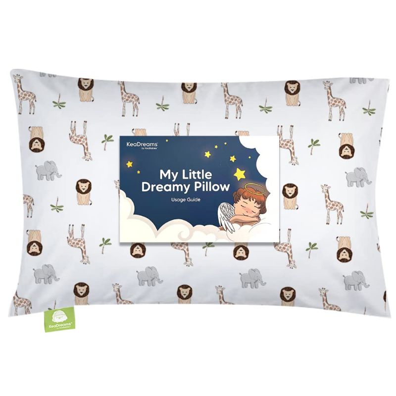 Photo 1 of Toddler Pillow with Pillowcase - 13X18 Soft Organic Cotton Toddler Pillows for Sleeping - Machine Washable - Toddlers, Kids, Child - Perfect for Travel, Toddler Cot, Bed Set (The Wild)