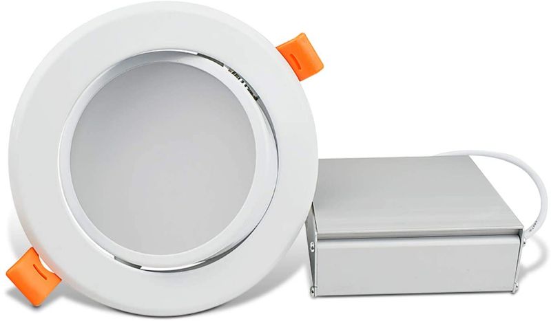 Photo 1 of OSTWIN 4 Inch LED Adjustable Recessed Light with Junction Box, Dimmable Gimbal Ceiling Light, IC Rated, 9W (45W Fluorescent Equivalent), 585 Lm, 4000K (Bright White), ETL Listed