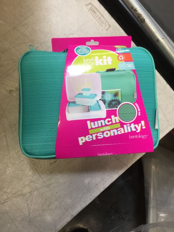 Photo 3 of 
Bentology Lunch Bag and Box Set for Kids - Girls Insulated Lunchbox Tote, Bento Box, 5 Containers and Ice Pack - 9 Pieces - Turquoise