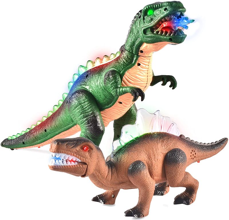 Photo 1 of 
JOYIN 2Pcs LED Light Up Dinosaur Toys, Walking Realistic T-Rex Dinosaur Figures with Roaring Sound, Electronic Dino Toys for Kids